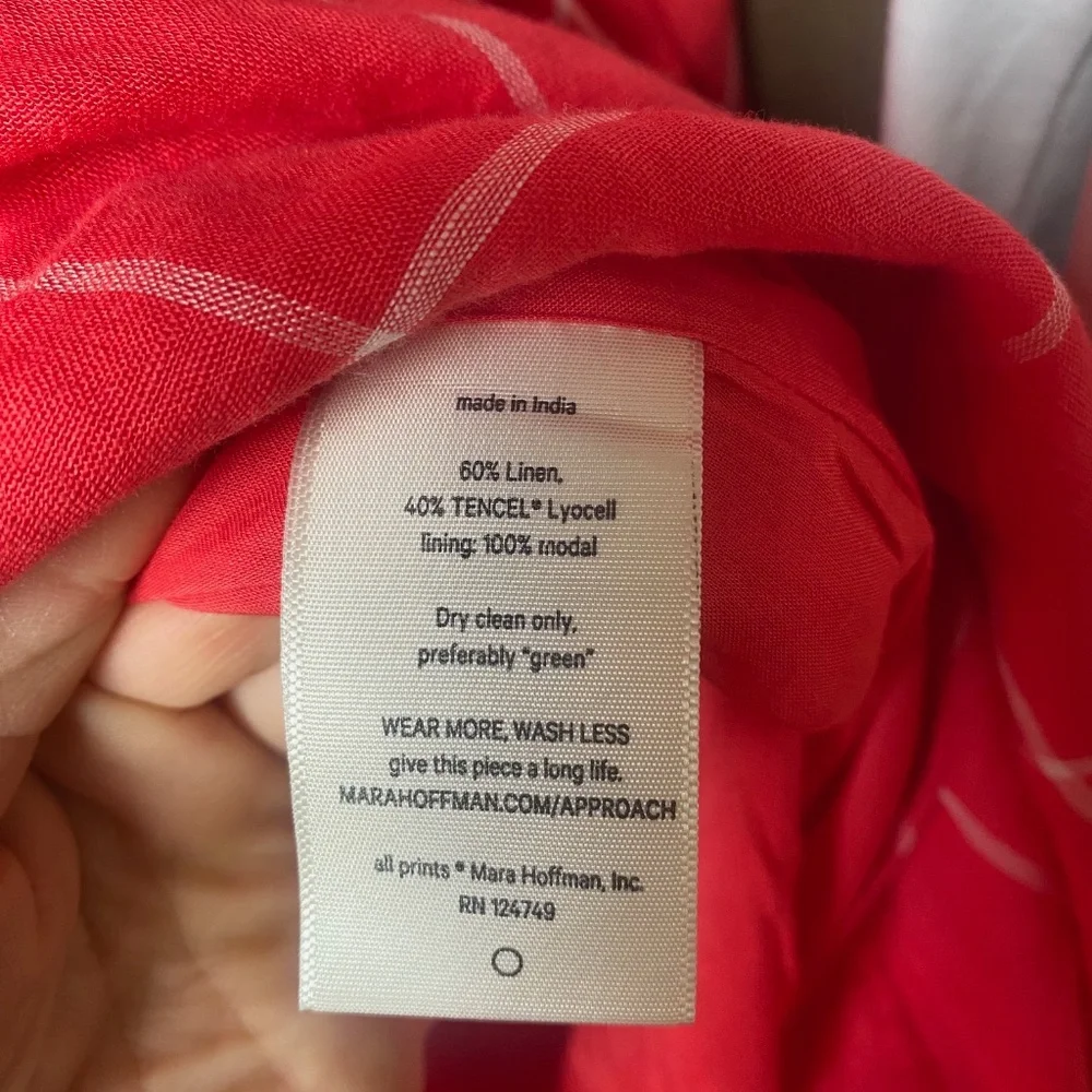 Mara Hoffman red windowpane button down dress Size 16 - Picture 4 of 5